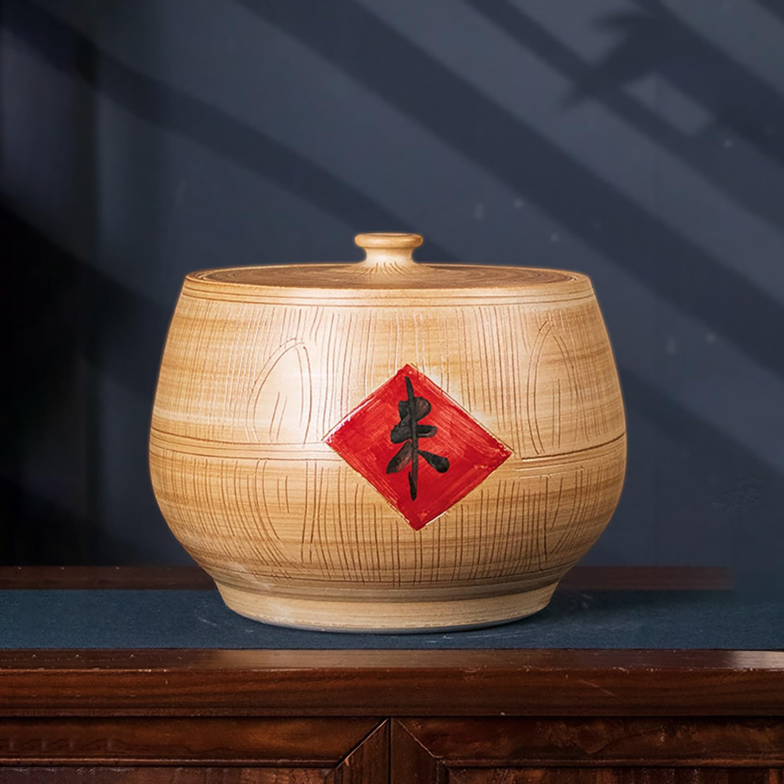 Ceramiczny pojemnik do przechowywania ryżu, szczelny słoik kuchenny na ryż, mąkę, płatki, cukier, kawę, karmę dla zwierząt domowych, z pokrywką