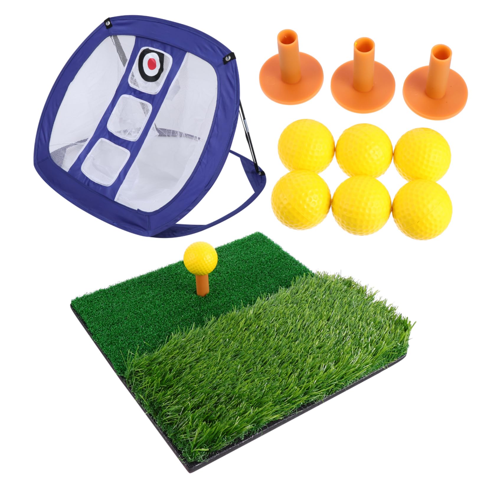DECOMELODY Nylon Golf Practice Set Training Net Mats Practice Net Training Foldable Design Perfect for Beginners Golfers Families