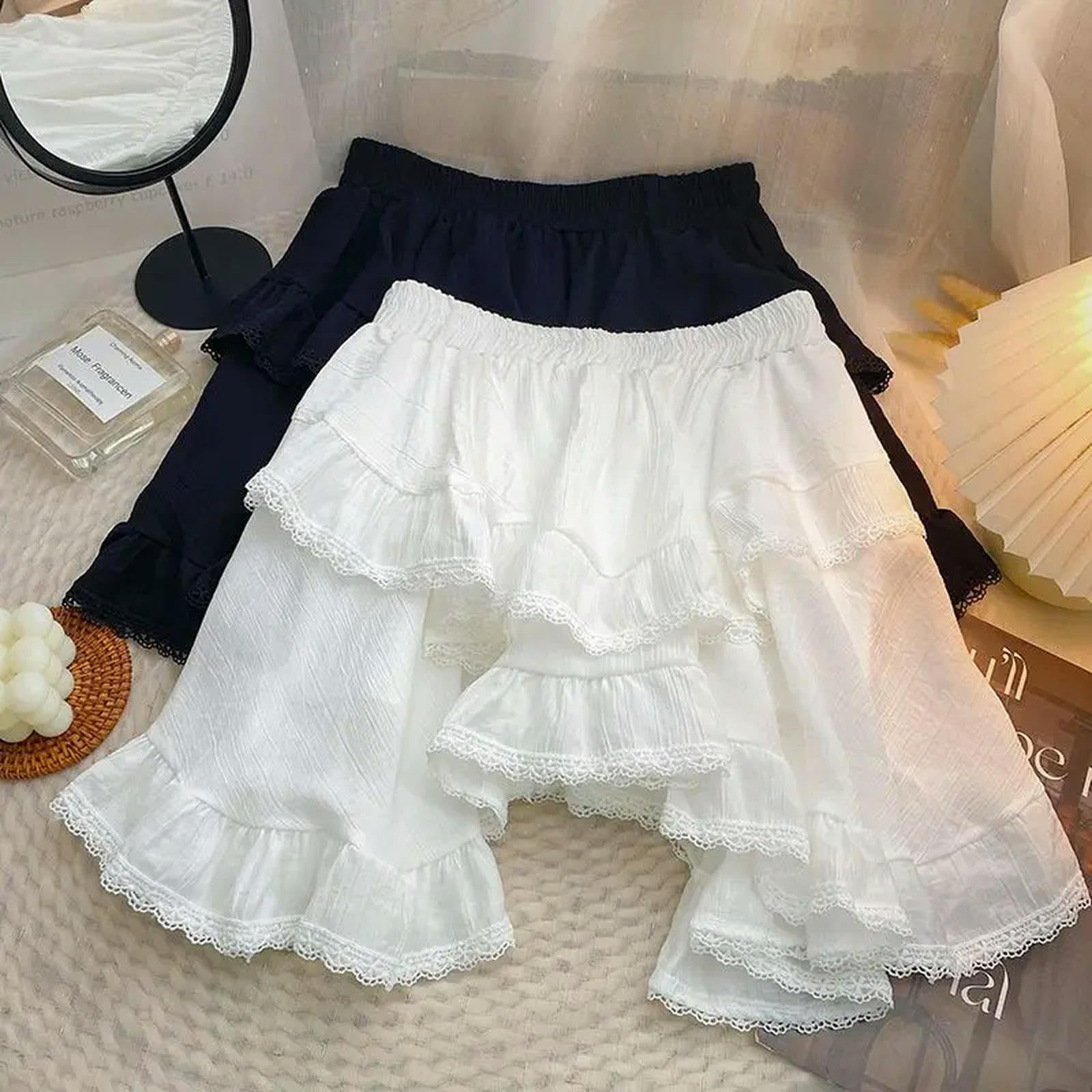 Falda Larga Mujer Winist White Black Irregular Irregular Mini Skirt Style School Ruffles Cortos De Falda Women Streetwear
