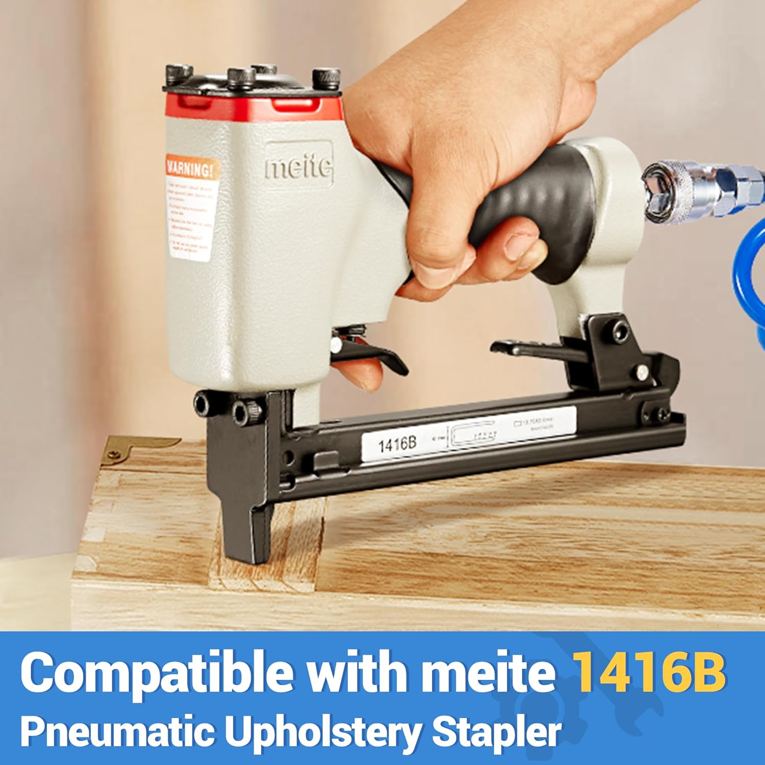 meite 22 Gauge 13/32 Inch (10.1 mm) Crown Fine Wire Staples for Staple Gun, Galvanized 3/8 Inch Length Staple for Upholstery, Construction, Furniture (20 Boxes)