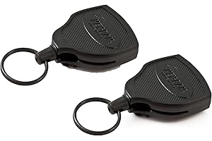 Key-Bak Key Reel: Self-Retracting, Heavy-Duty Retractable Key Chain with 48'' Kevlar Cord (Pack of 2)