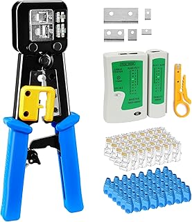 Brileine Pass Through RJ45 Crimp Tool Kit Cat5e Cat6 Crimping Tool, RJ45 Crimper Kit