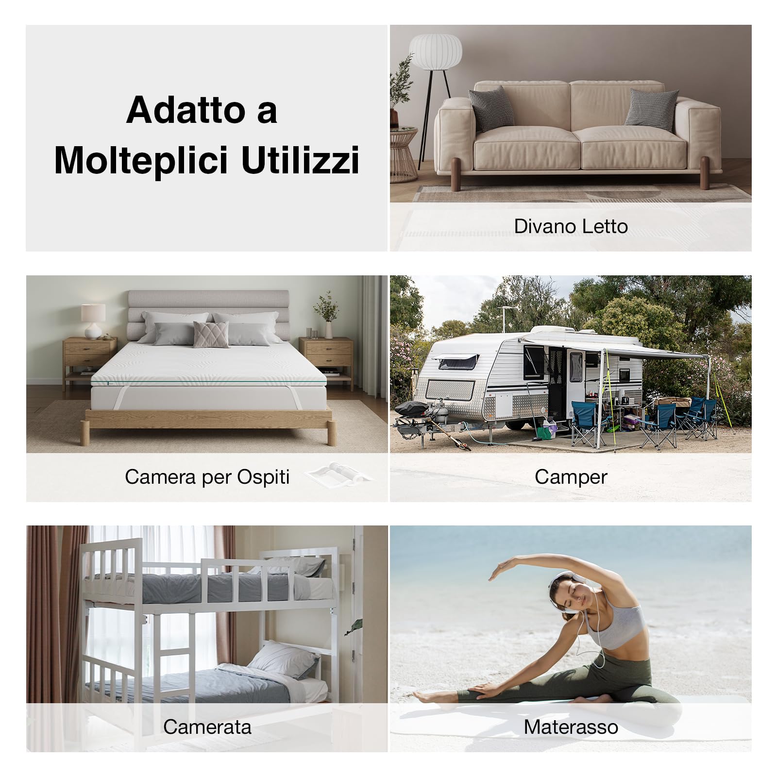 Novilla Topper Matrimoniale 160x190, 7.5cm Memory Foam + Schiuma Alta Densità, Coprimaterasso Morbido Traspirante, Fodera Rimovibile Lavabile per Letto, Campeggio, Ospiti