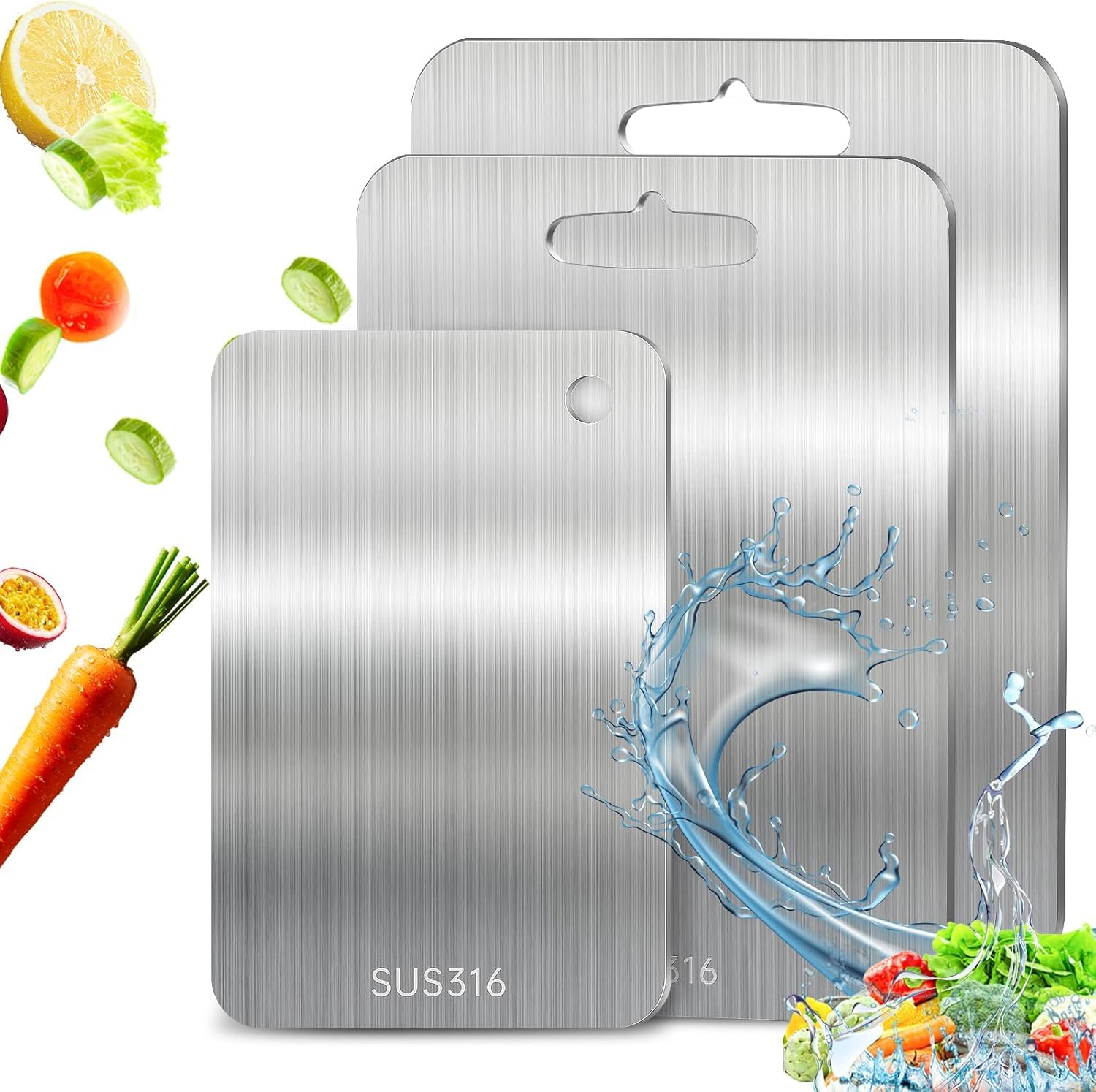 Tabla de cortar de acero inoxidable 316 ideal para preparar pan y verduras frescas en casa