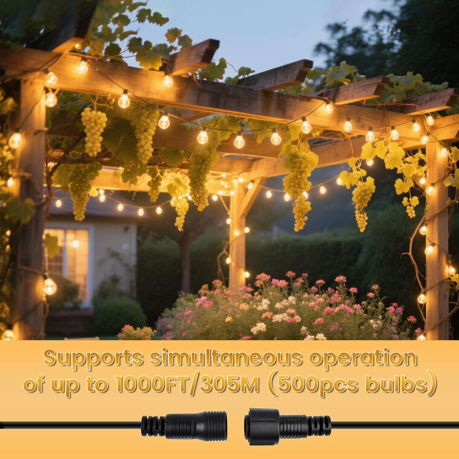 Guirlande Guinguette Exterieur 30M Lumineuse 50+2 G40 IP45 Waterproof Blanc Chaud Déco Fêtes Extérieures