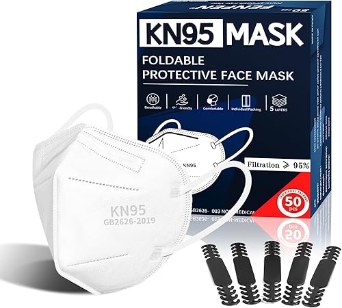 Miniatura 1 de FENFEN KN95 - Mascarilla desechable para adultos, KN95, mascarillas de colores para mujeres y hombres, 5 capas de protección, transpirable, cómoda,
