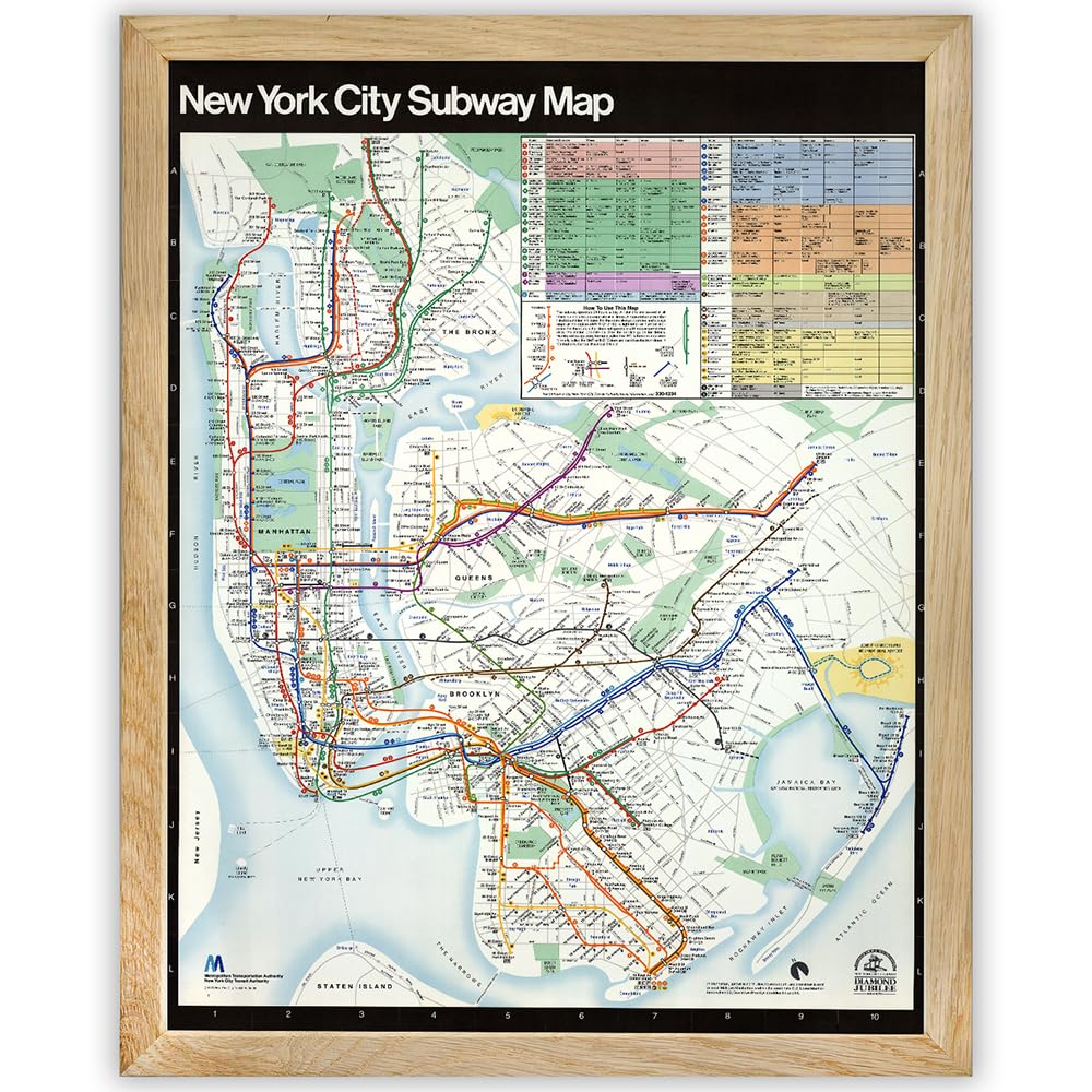 ヴィンテージ NYマップ　フレーム付き Amazon.com: Vintage 1948 New York City Subway Map 11x14 Unframed