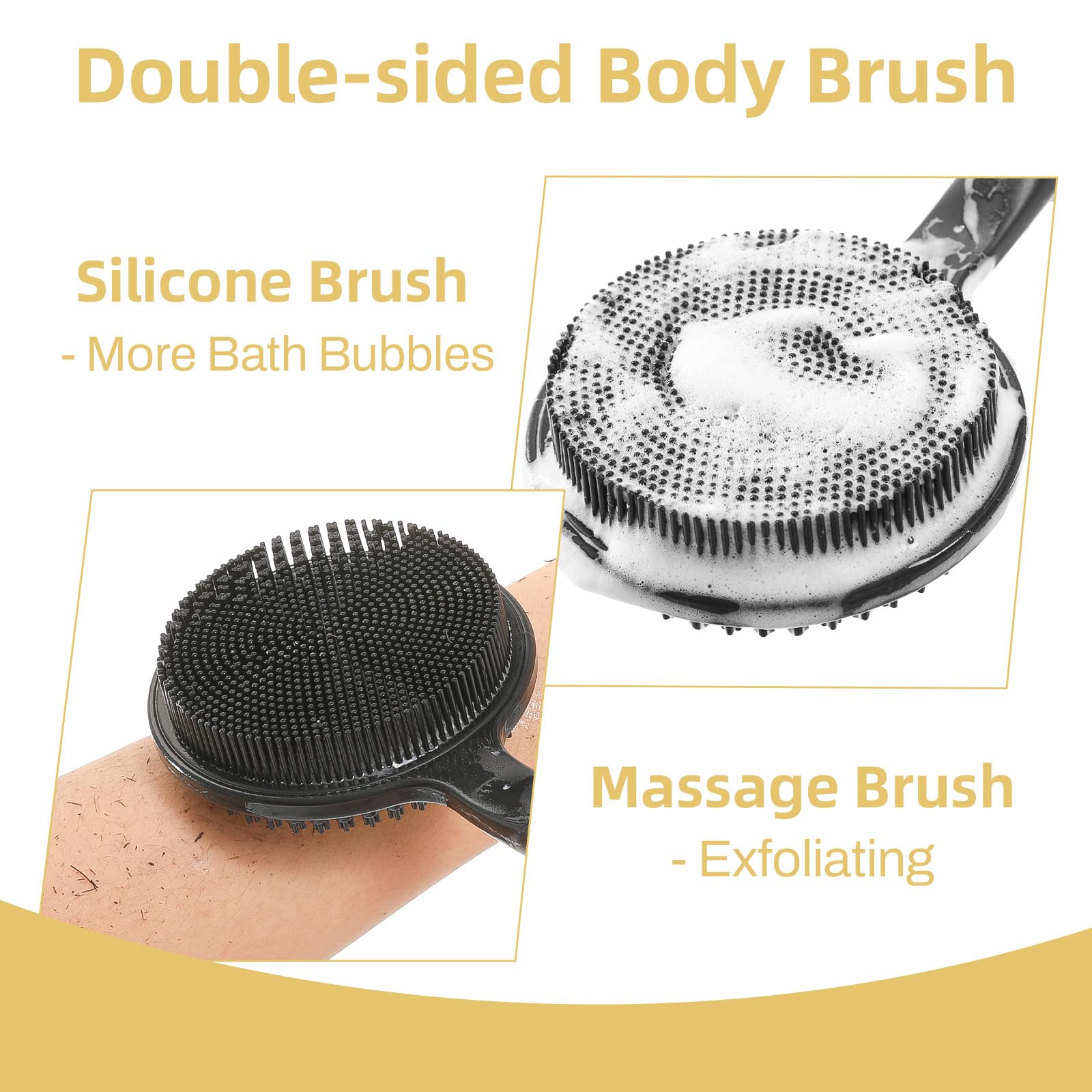 Telescopic Back Brush Long Handle for Shower 23.4inch Back Scrubber, Double Sided Shower Brush for Shower Exfoliating and Massage - Image 4