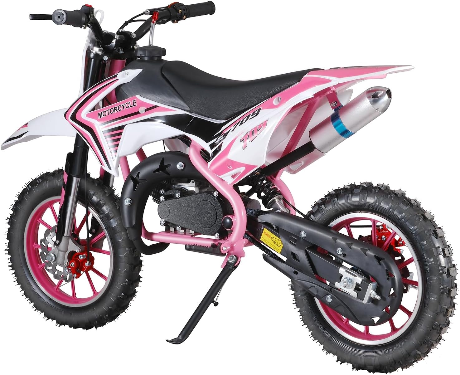 Pink Kids Dirt Bike 49cc Gas Dirtbike 2-Stroke Motorcycle for Girls/Boys 8-14 Mini Motorcycle with Front Rear Disc Brakes Gas Power Motocross for Youth and Children Fun
