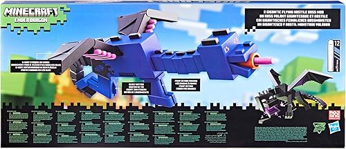 Miniatura 4 de Nerf Minecraft Ender Dragon Blaster, clip interno de 4 dardos, 12 dardos de espuma Nerf Elite, diseño inspirado en Minecraft Mob en el juego