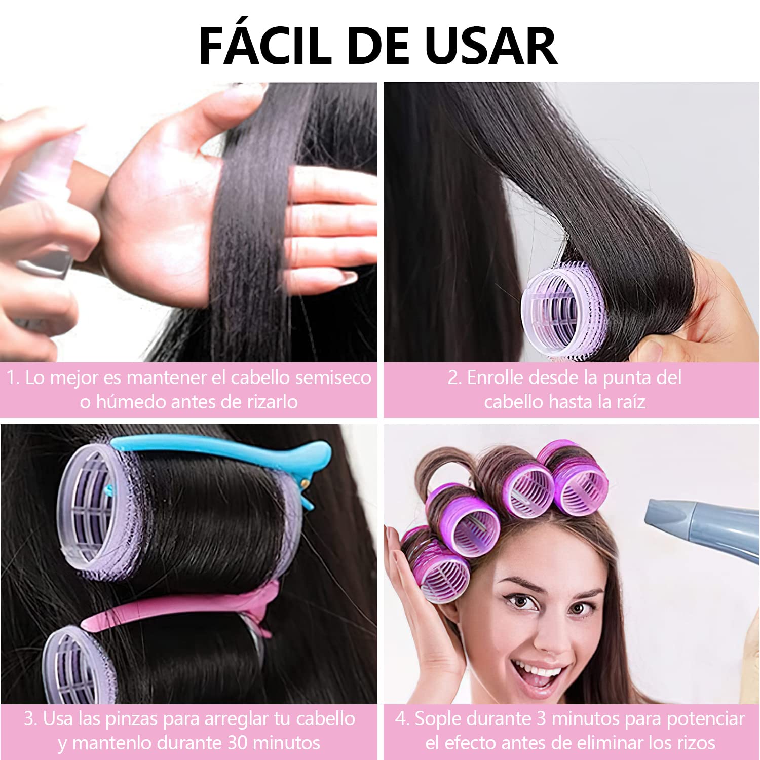 Hair Rollers Set of Velcro Rollers with Accessories, Heatless Hair Curler, Velcro Rollers - 3 Sizes (33PCS)