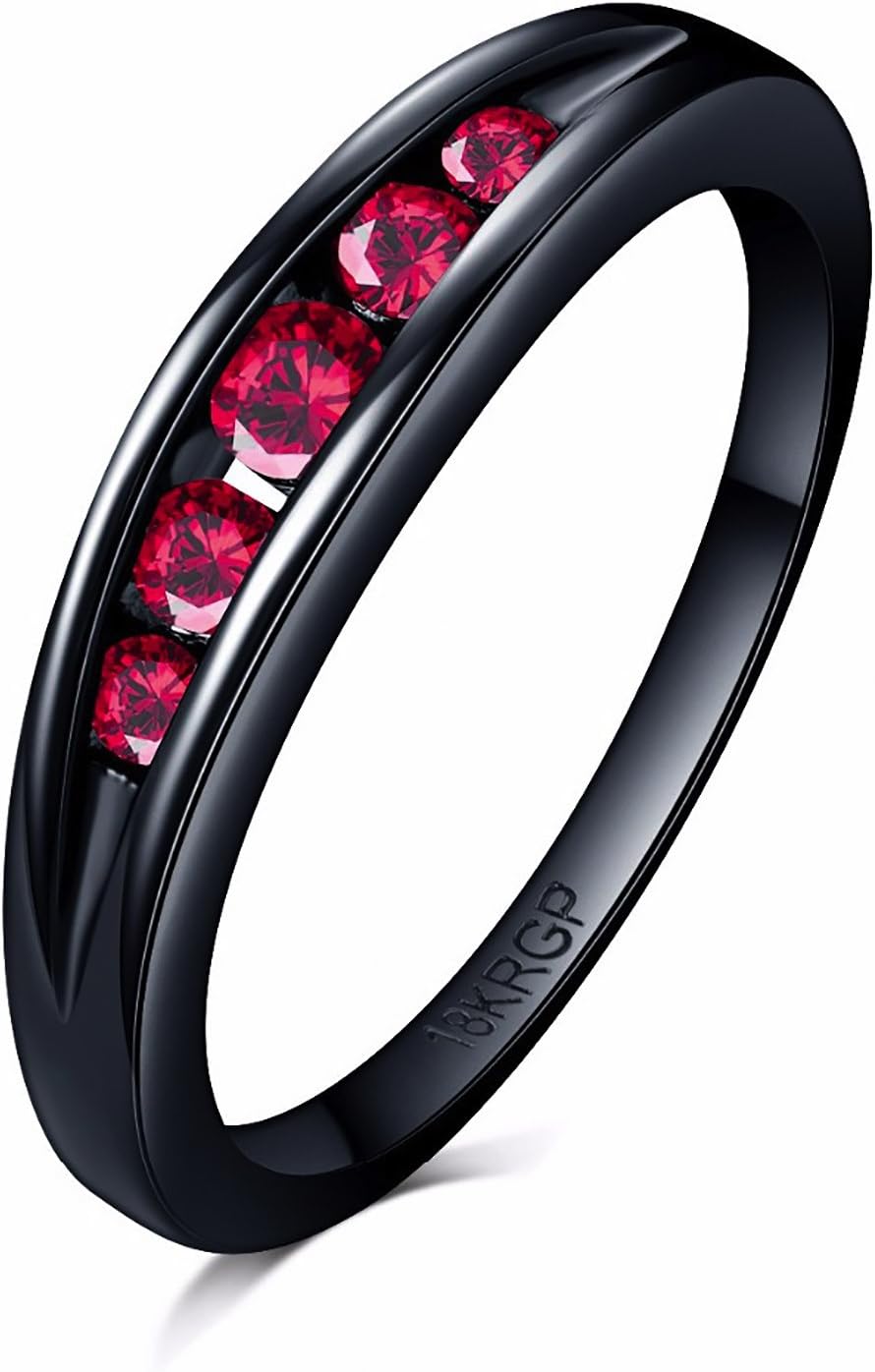 RUVEE Titanium and Red Crystal Alloy Ring for Women
