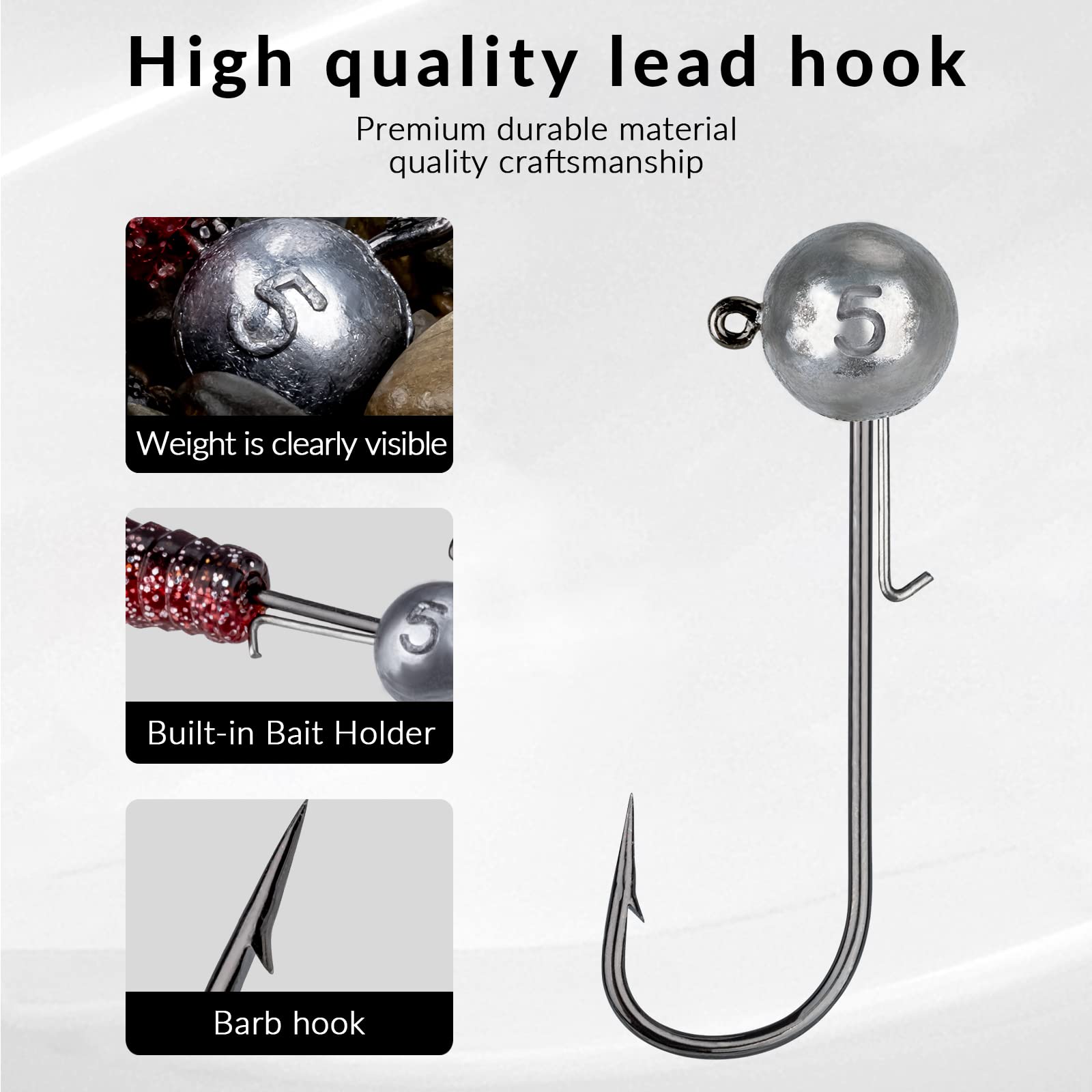THKFISH Teste Piombate Spinning - Ami Piombati da Pesca per Esche Morbide - per Pesca alla Trota, Pesce persico, luccio