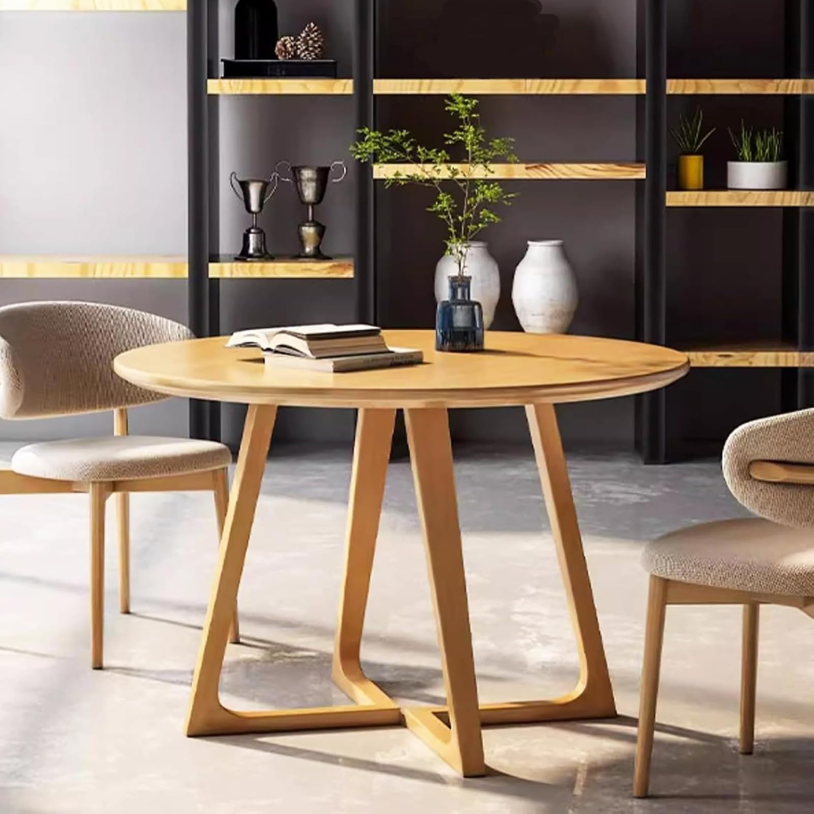 Table de salle à manger ronde en bois massif de qualité supérieure