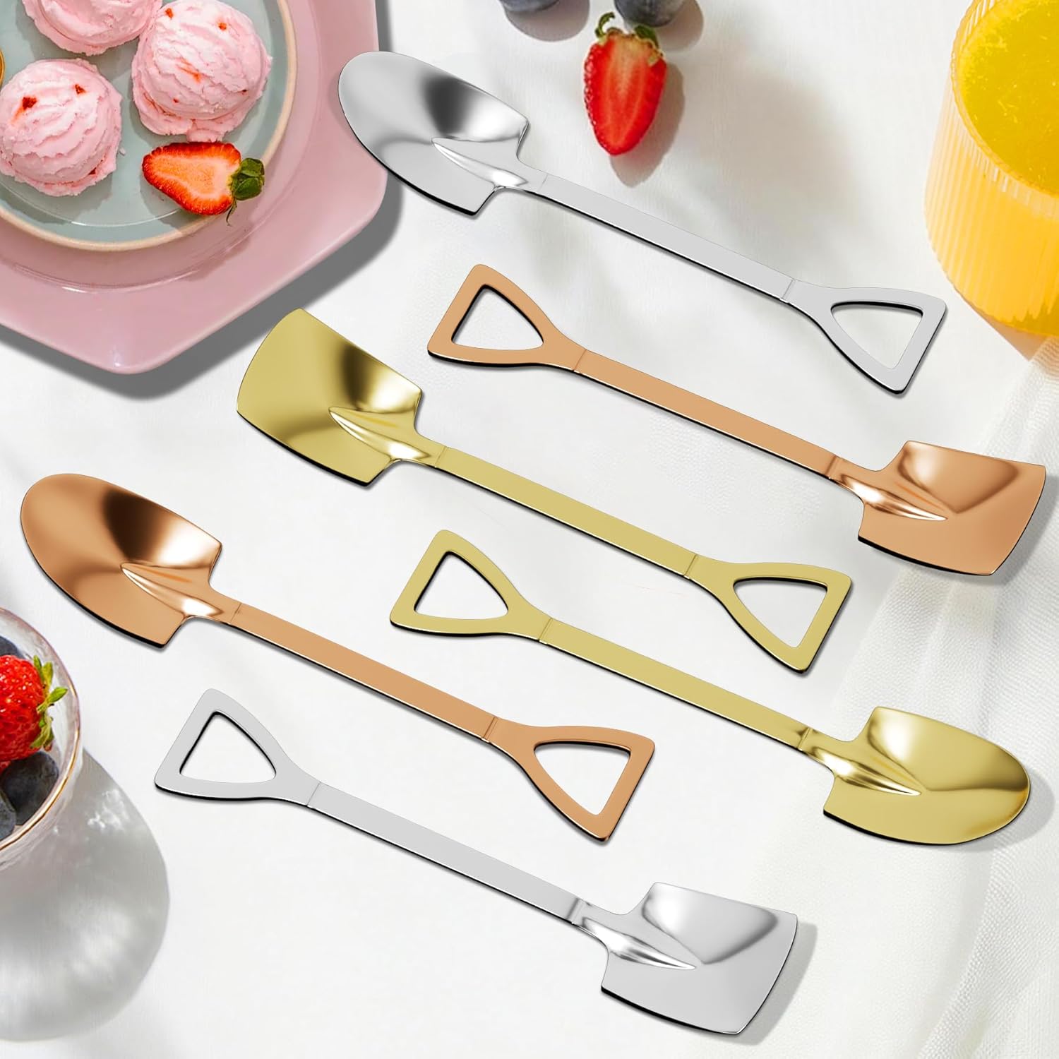 Custom Spoon, 2-100Pcs Engraved Ice Cream Scoop Shovel with Name/Image/Text Special Gifts for husband Wife Mom Dad, Personalized Stainless Steel Dessert Spoon for Anniversary Mother Day (Silver) - Image 5