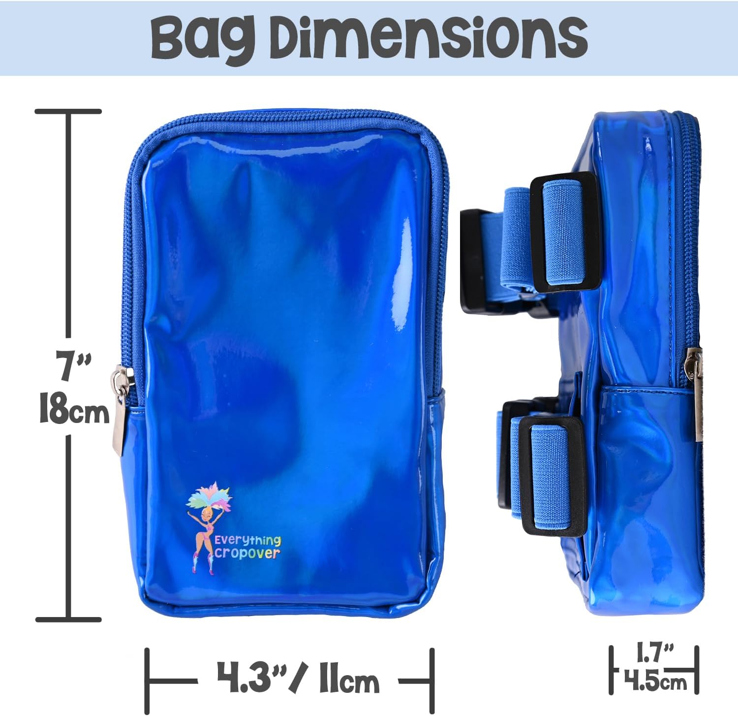 3-IN-1 Thigh Bag Fanny Pack Crossbody Bag | Carnival Leg Harness for Women | Holographic Waist Bag | Rave Leg Pack with Buckles | Blue