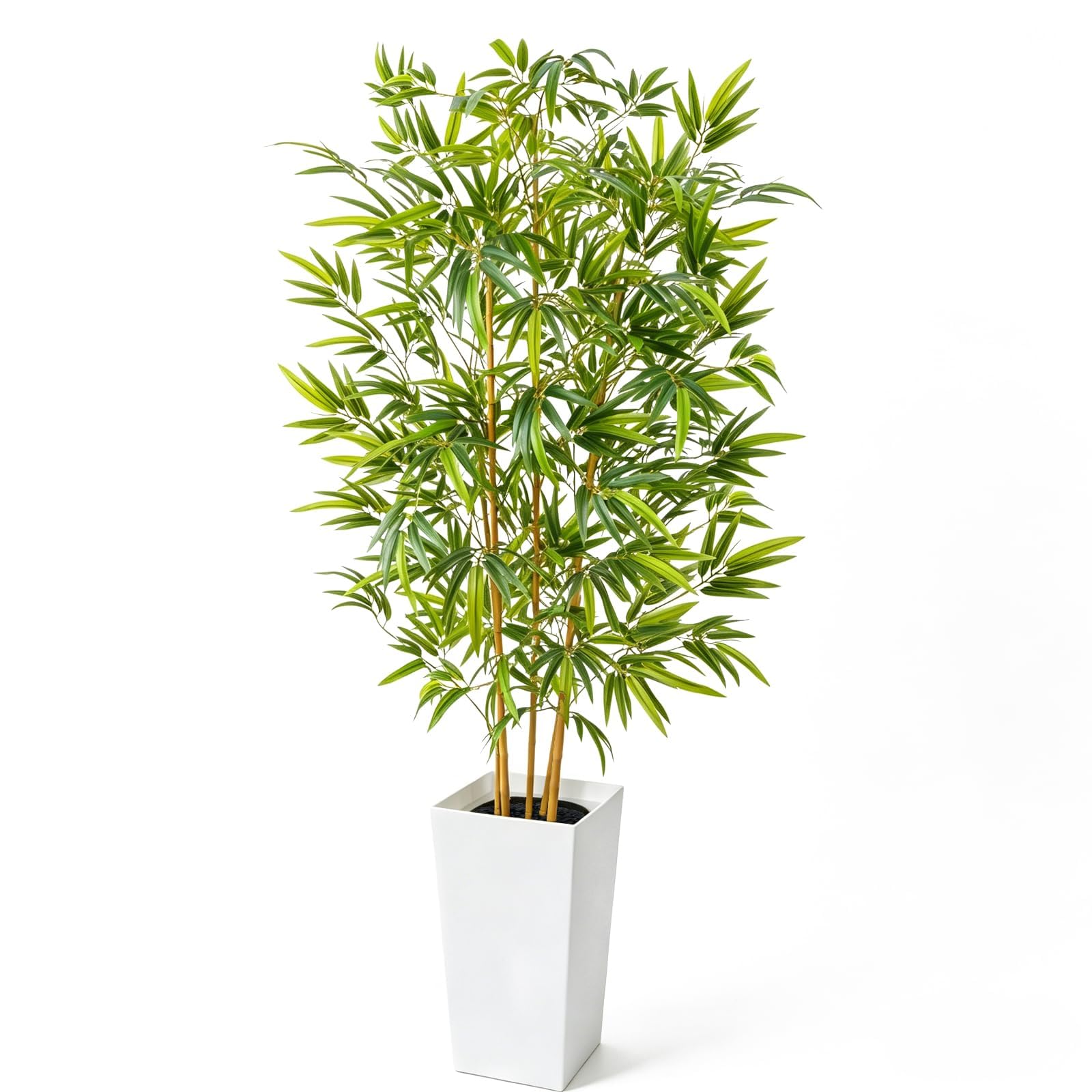 Bambu Artificial 180 cm Plantas Artificiales Grandes Arbol Artificial Interior con Madera Blanca Árboles di Bambú Artificial Exterior para Decoración Oficina Dormitorio Hogar Jardín Balcón