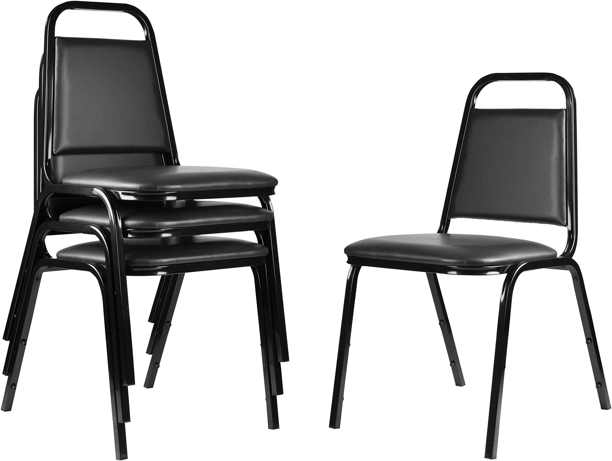 OEF Furnishings OEF9110-B/4 Banquet Chairs Premium Commercial Seating (4 Pack, Vinyl, Black, Black Frame)