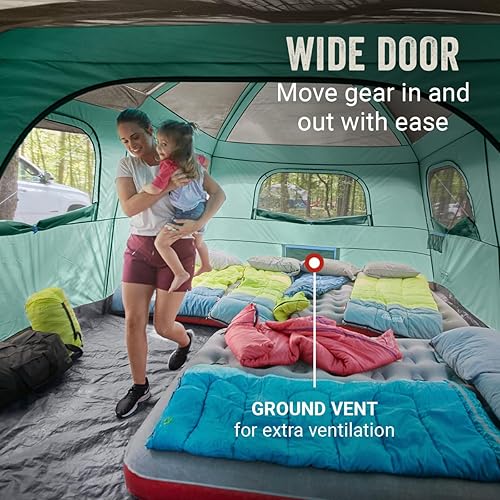 Miniatura 5 de Coleman Skylodge 12-Person Camping Tent with Rainfly & Screened Porch, XL Weatherproof Family Tent Fits 4 Queen-Sized Airbeds, Color-Coded Poles &