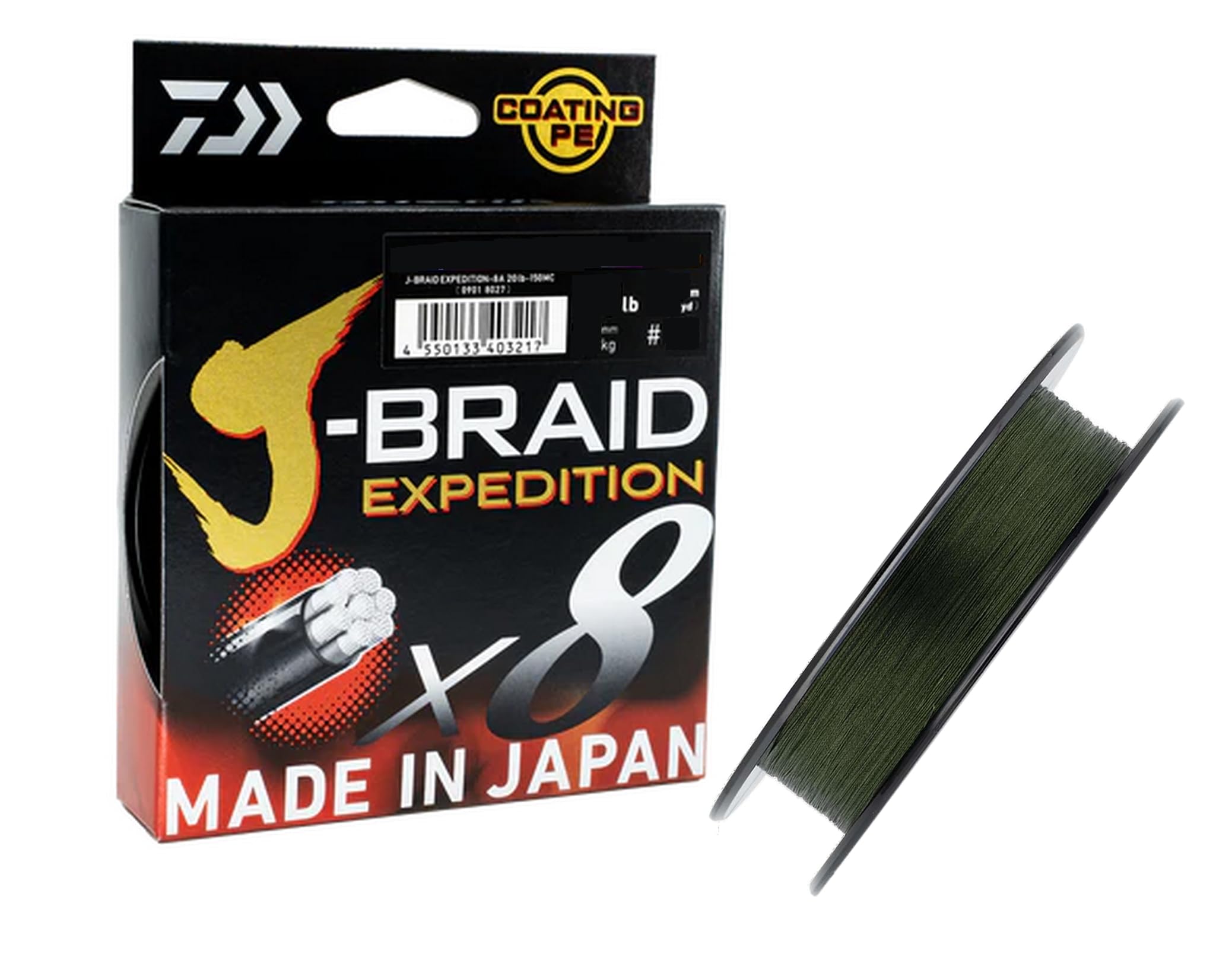 Daiwa Braided fishing line J-Braid Expedition 300m PE.8 D0.42mm Dark Green