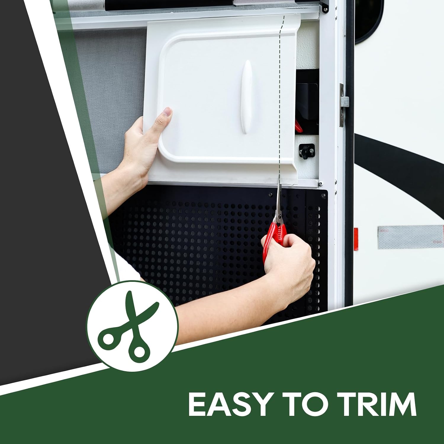 RVGUARD RV Screen Door Kit – 12” Slide, Latch Kit & Adjustable Cross Bar Handle, Easy DIY Install, Keep Bugs Out, Upgrade Your Camper, Trailer & Motorhome Screen Door