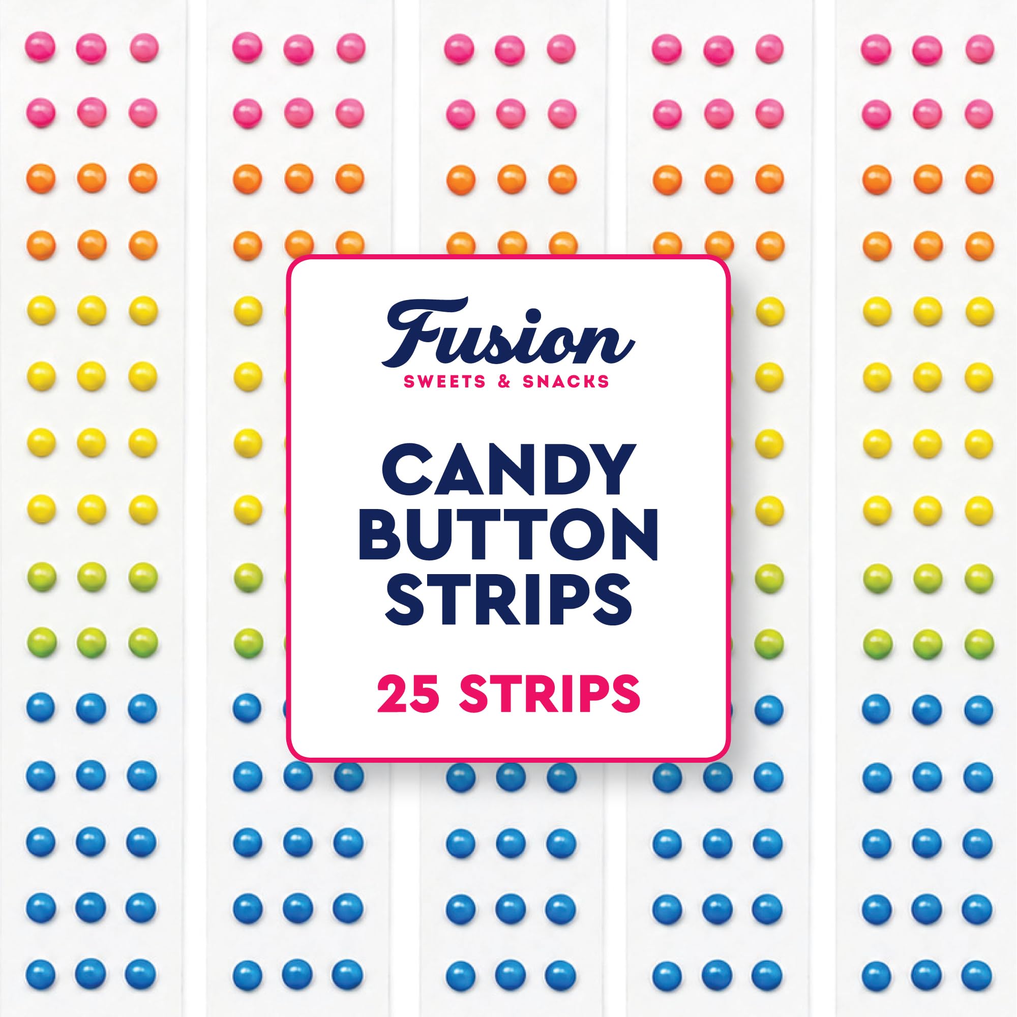 Candy Buttons Strips, Rainbow, Approximately 25 Strips, Fruit Flavor | Vintage Dots Candies, Pastel Rainbow, On Paper Strips, Bulk