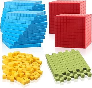 Wettarn 242 Pcs Plastic Base Ten Blocks for Math Place Value Blocks Counting Cubes Kids Base 10 Math Manipulatives Number Teach Blocks 4 Colors for Kindergarten Classroom Counting 1st 2nd 3rd Grade