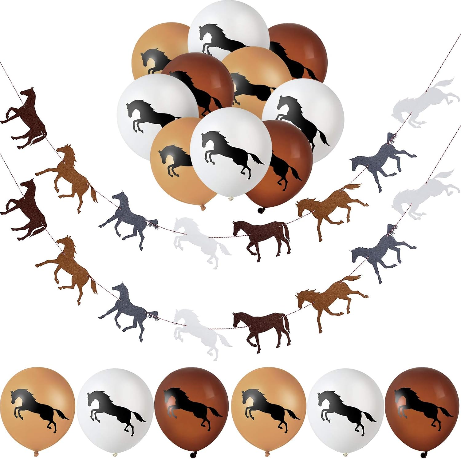 Horse Garland Banner Horse Latex Balloons Horse Racing Streamer Derby Horse Party Garland for Horse Racing Birthday Wedding Party Decoration, Pre-assembled