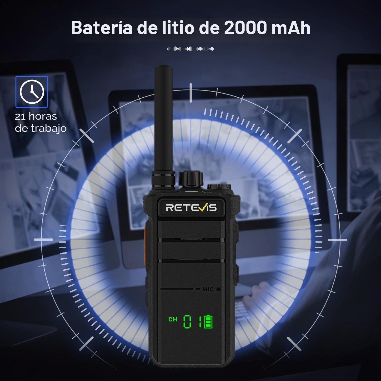 Retevis RB626H Walkie Talkie Largo Alcance, Profesionales Radio Bidireccionales Cargador de 6 Vías Carga Rápida, 2000mAh, VOX, Walkie Talkie Portátil para Seguridad, Escuelas(Negro, 6 Piezas)