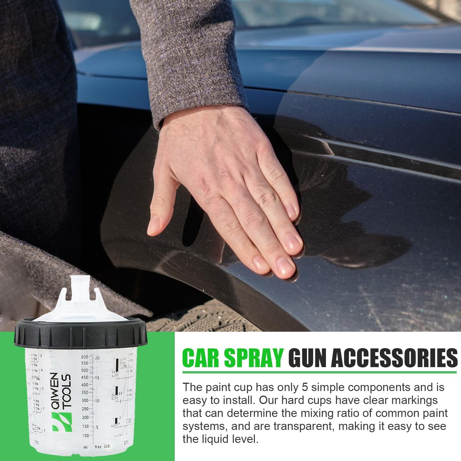 Kit Coppa Dura - di miscelazione della Vernice, Contenitore marcato in | Set di Coperchio da 50 Pezzi per spruzzatore, Attrezzatura di rifinitura Automatica, Strumenti di Pittura Auto co