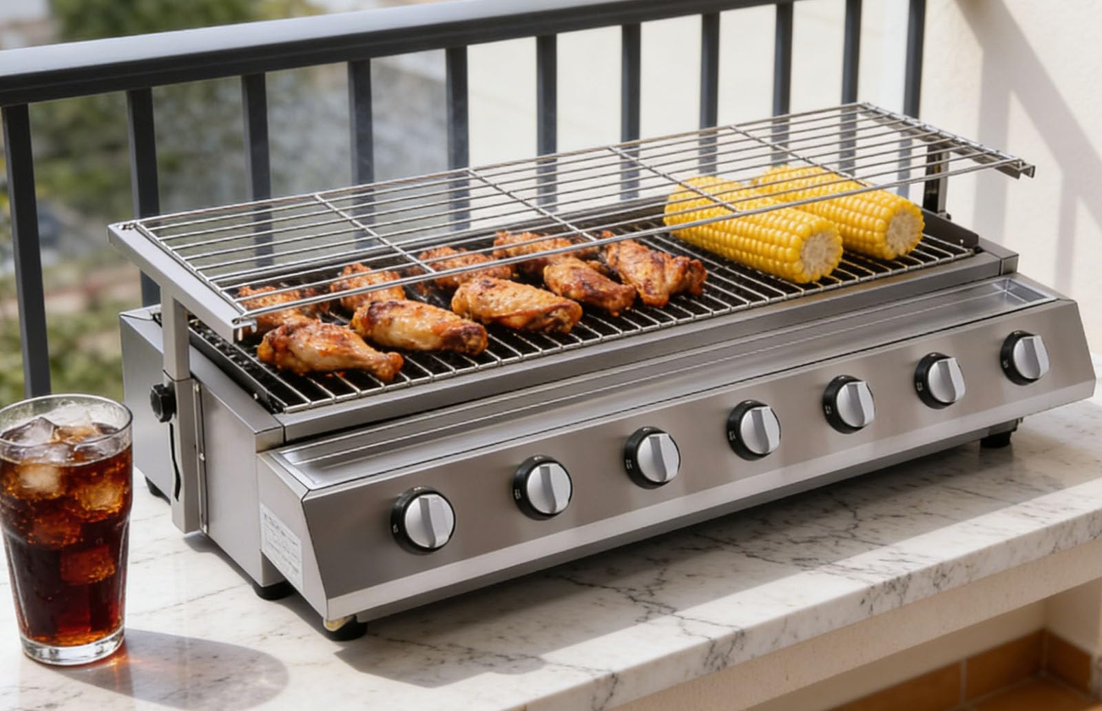 Drmoxin Commercial LPG Gas BBQ Grill,Portable Barbecue Grill, Professional Gas Grill,Independent Burners and Switches,Removable Grids, Height Adjustable, for Party Backyard BBQ B