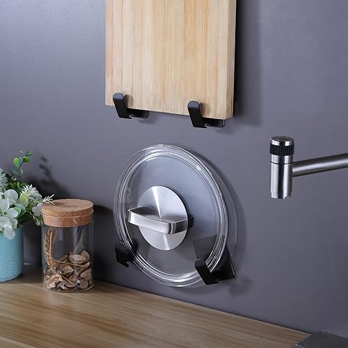 Miniatura 5 de Taozun Ganchos adhesivos  Ganchos negros para toallas, paquete de 4 ganchos de pared de acero inoxidable, resistentes al óxido y al aceite para