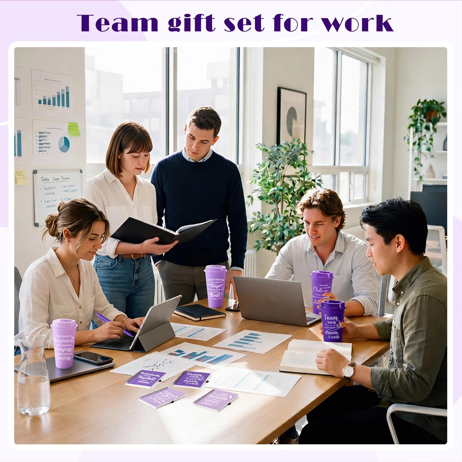 Skylety Set da 12/48 pezzi di apprezzamento della squadra, regalo di apprezzamento per i dipendenti, 473,6 ml, tazze da caffè con taccuino della squadra, penna portachiavi per personale insegnante