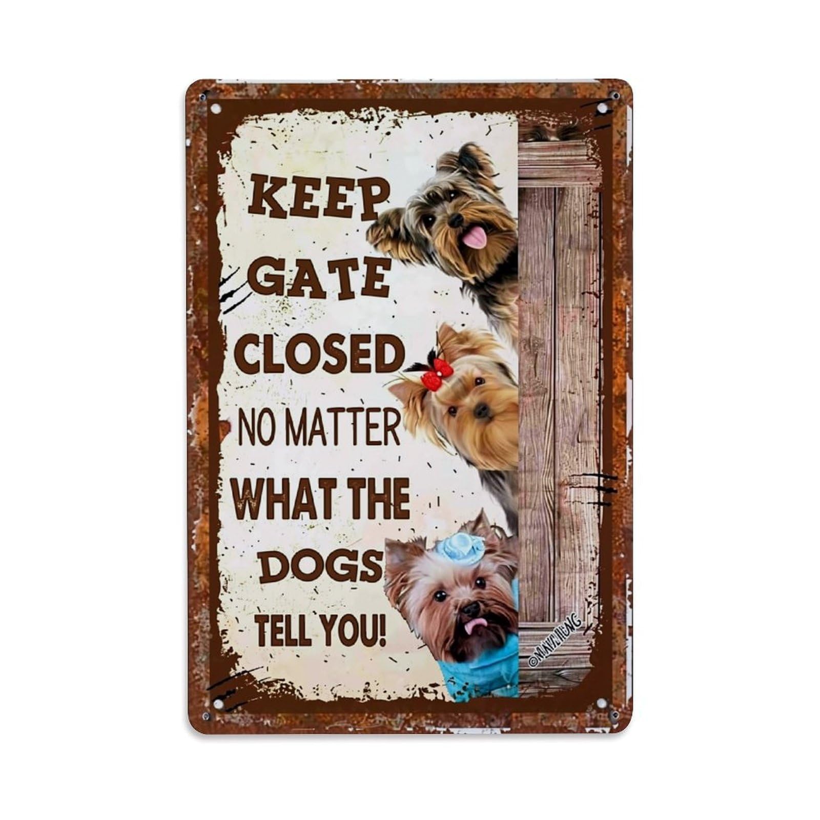 Jdfenggu Vintage Keep Gate Closed No Matter_1 Retro Metal Tin Sign, Metal Poster For Bar, Home, Man Cave, Kitchen, Laundry Room Art Decor 8X12 Inch