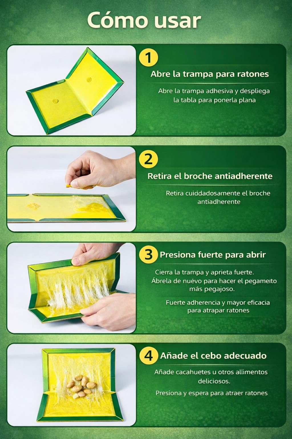 Trampas Adhesivas para Ratones y Cucarachas, Pack de 8, Sin Veneno, Pegamento Ultra Fuerte, Uso Interior Cocina, Garaje y Almacén
