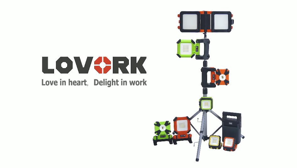 LOVORK 2 Pack Rechargeable Work Light Clamp Rotating Flood Light