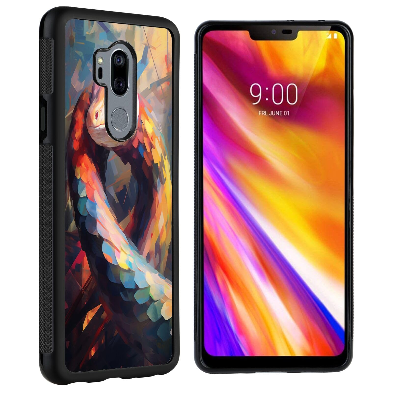 DAFEI Phone Case Compatible with LG G7 Tire Case Designer Snake-Art cc0 Black Frame Shockproof and Slim Rubber TPU Material with Uniqe Design