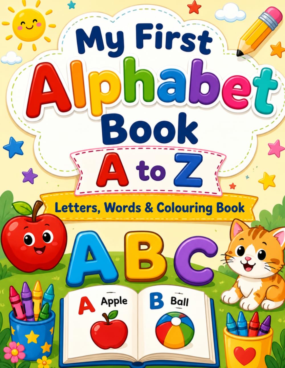 My First Alphabet Book A to Z: Letters, Words & Colouring Book