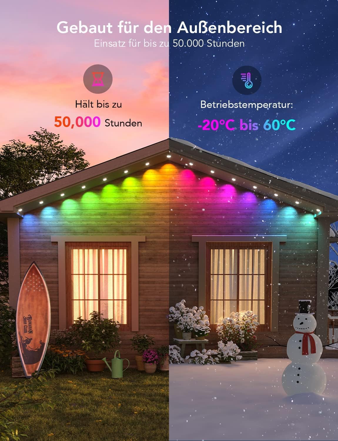 Govee Éclairage extérieur permanent RGBIC 108 LED 45 m IP67 avec Alexa Google Assistant