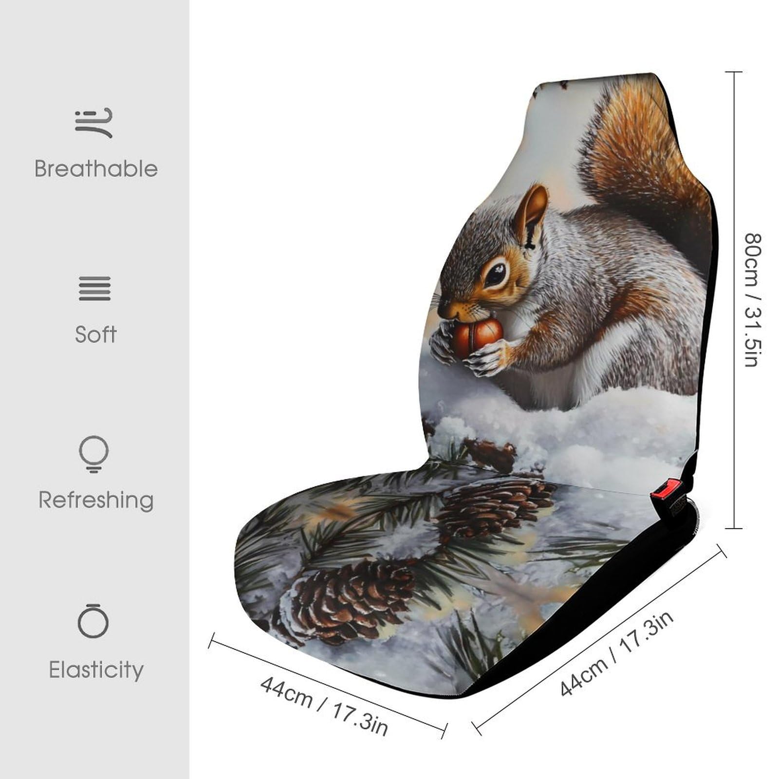 Squirrel Cute Animal Car Seat Covers Universal Car Front Seats Protector Auto Interior Accessories 1PCS