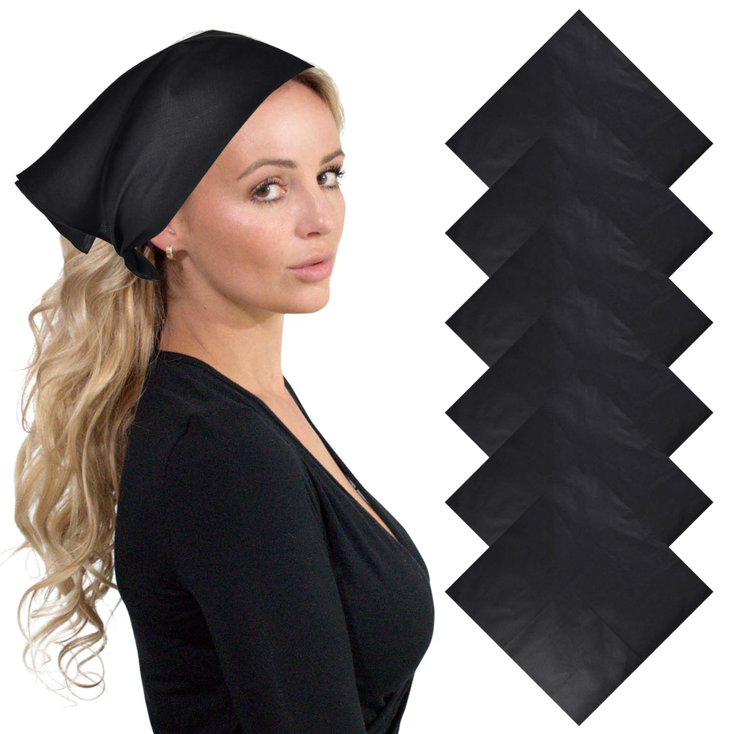 Basic SenseUnisex Men Woman Plain Solid Colour 100% Cotton Bandana Head Neck Wrist Handwrap, Wristband, Scarf, 55 x 55cm (22” x 22”)