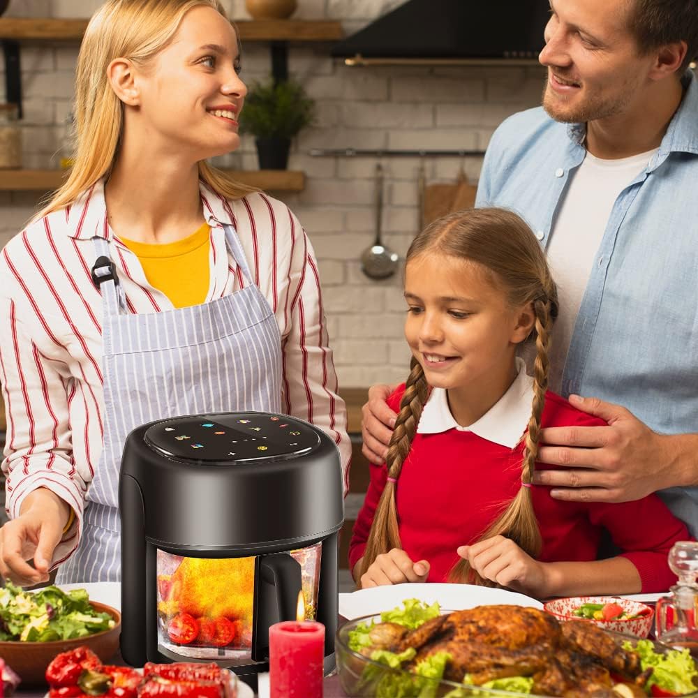 Friggitrice ad aria forno oilless con 8 preset rapida circolazione dellaria, capacità 4,5 litri, controllo touch LED, friggitrici ad aria di cottura visibile, nero Friggitrice ad aria forno oilless con 8 preset rapida circolazione dellaria, capacità 4,5 litri, controllo touch LED, friggitrici ad aria di cottura visibile, nero