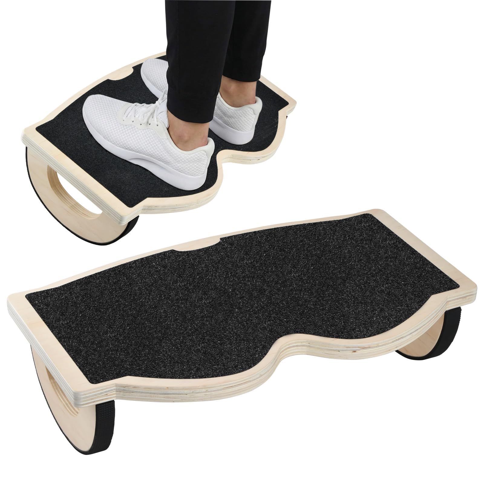 Poggiapiedi da Scrivania in Legno, Poggiapiedi da Ufficio con Superficie Antiscivolo, Footrest under Desk, Rocker Balance Board, Migliora la Postura e la Circolazione Sanguigna