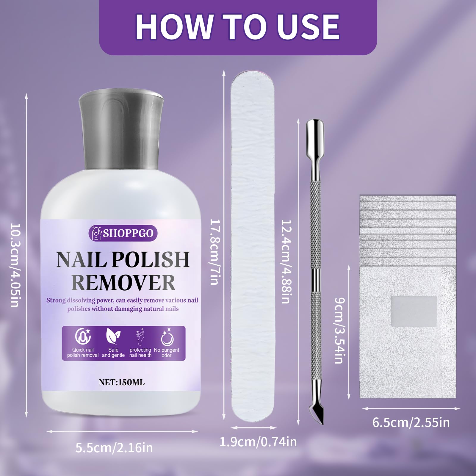 Acetone Per Smalto Semipermanente, Acetone Rimuovi Semipermanente Unghie, con Lime e Spingicuticole, Rimuove Facilmente e Rapidamente lo Smalto, 150ml