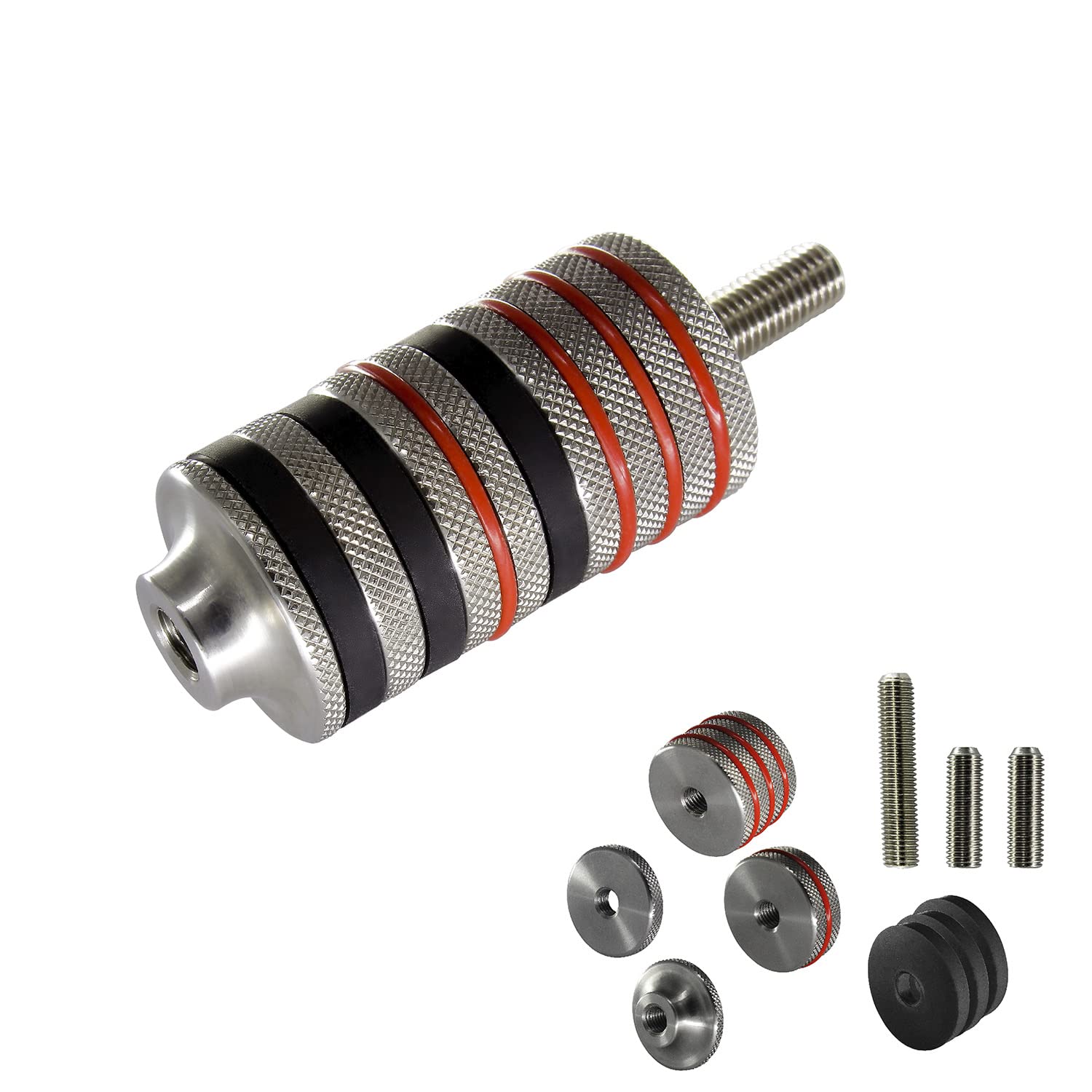 Adjustable Bow Weight Bar，Archery Balance Weight Kit，Counterweight Balance Weight, for Compound Bow and Regular Bow Outdoors Archery Bow Accessories (8 OZ-Red Rubber Ring)