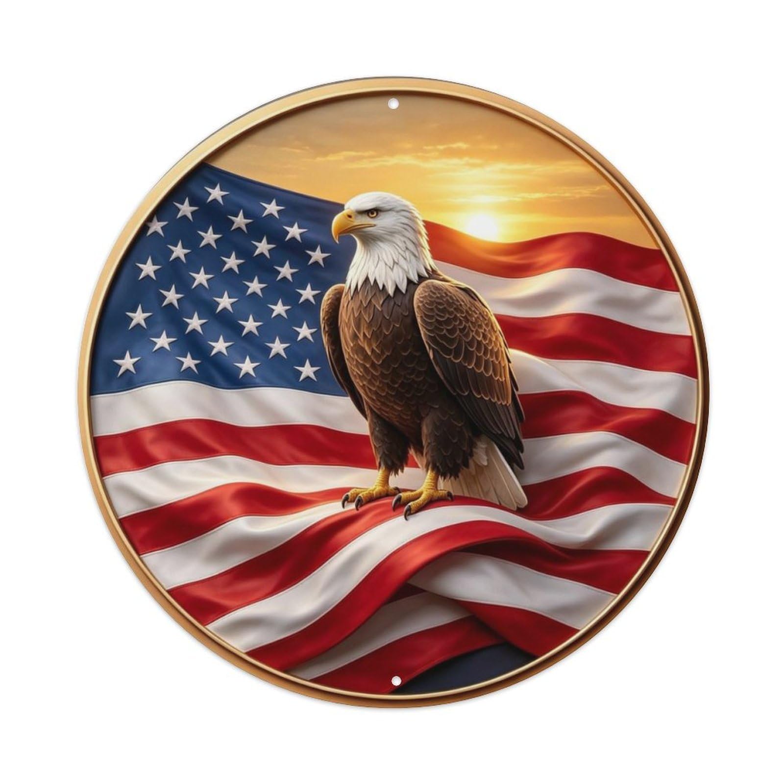 Bald Eagle American Flag Metal Tin Sign Plaque