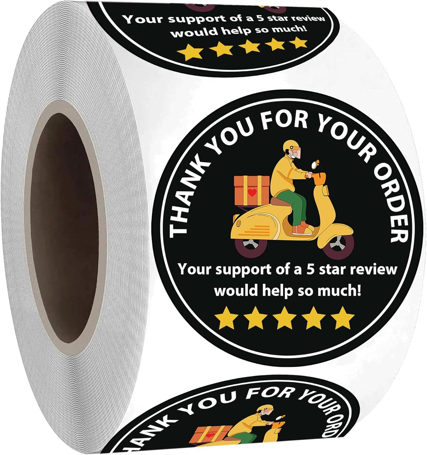 5 Star Review Delivery Labels Food Delivery 500Pcs Thank You Order Sticker