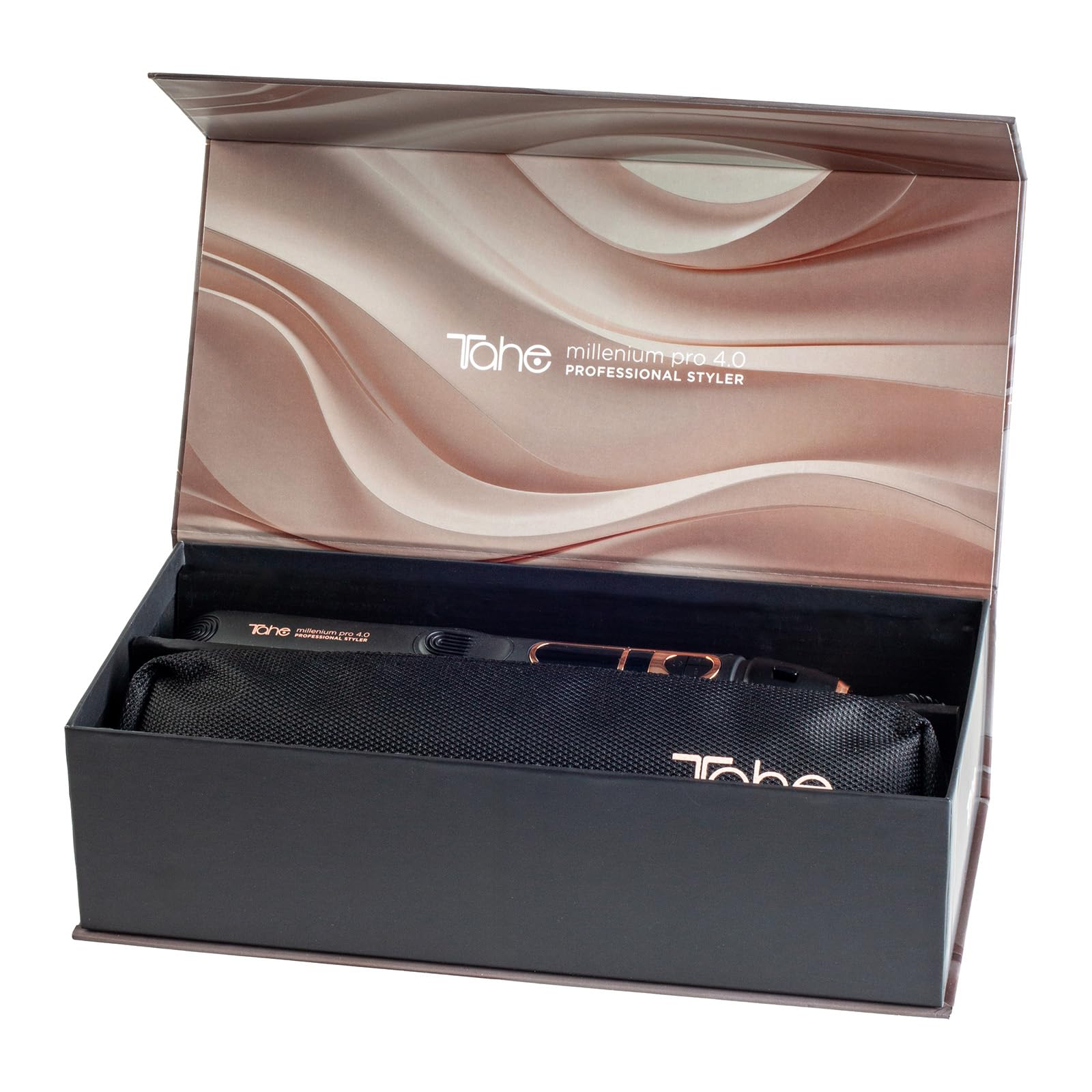 Tahe Plancha para el cabello Millenium Pro 4.0 con revestimiento cerámico, tecnología de iones negativos y neceser incluido