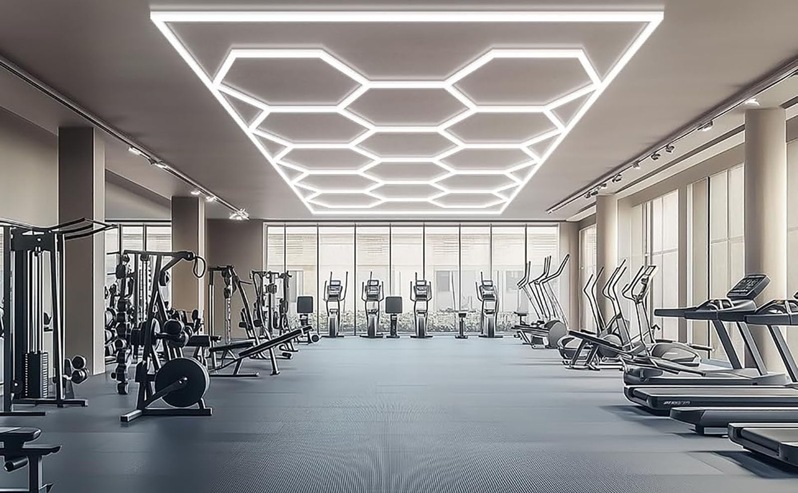 ROMOZ Lampe LED hexagonale alvéolée pour Plafond ou Mur d'atelier Automobile, éclairage LED 6500K, avec Cadre, idéale pour postes Travail et ateliers 14 Grids