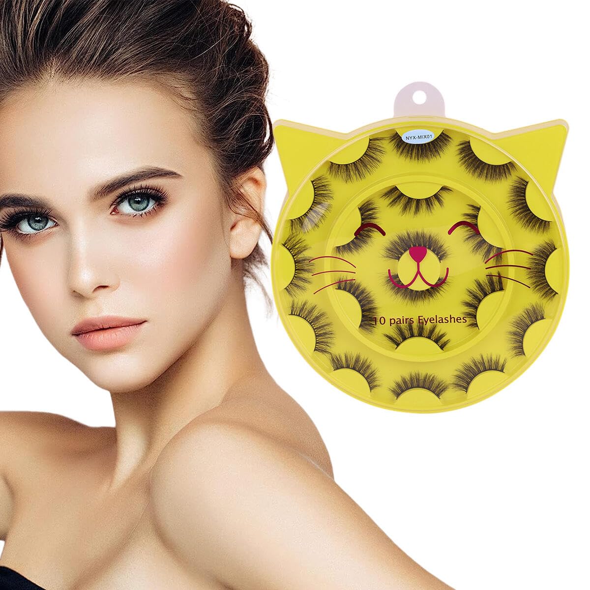 Goodern 10 Pairs Comfortable Eye Lashes,Natural Look False Eyelashes,Fluffy Wispy Lashes,Natural Lashes Extensions,Reusable Fake Eye Lashes,3D Curly Faux Lashes Look Like Individual Clusters-Style A